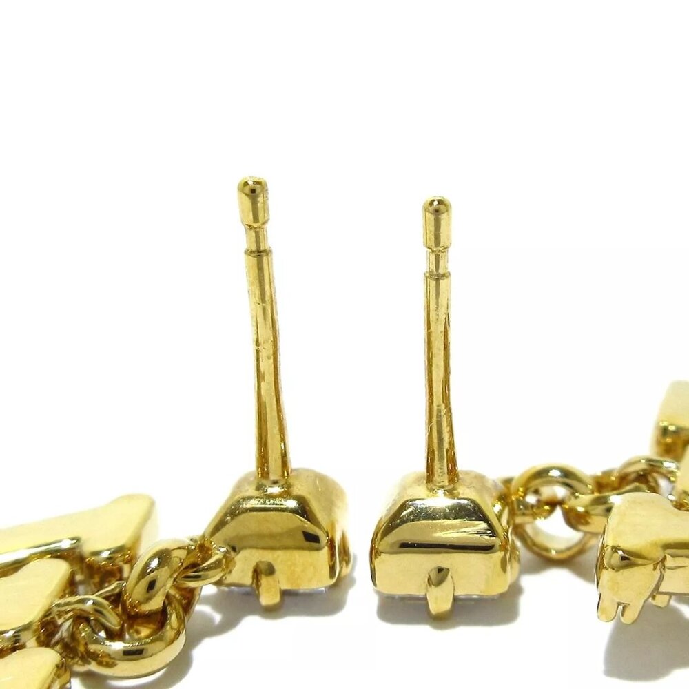 100% Authentic LOUIS VUITTON Pierce Lady LV Gold Earrings Hardware - Picture 4 of 7
